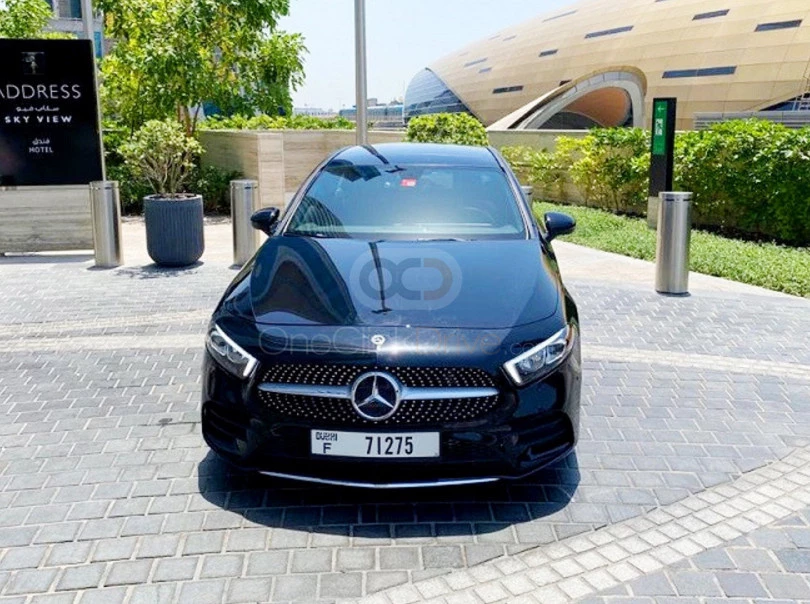 Black Mercedes Benz A250 2021 for rent in Dubai 3